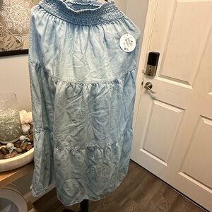 Denim Skirt or Strapless dress